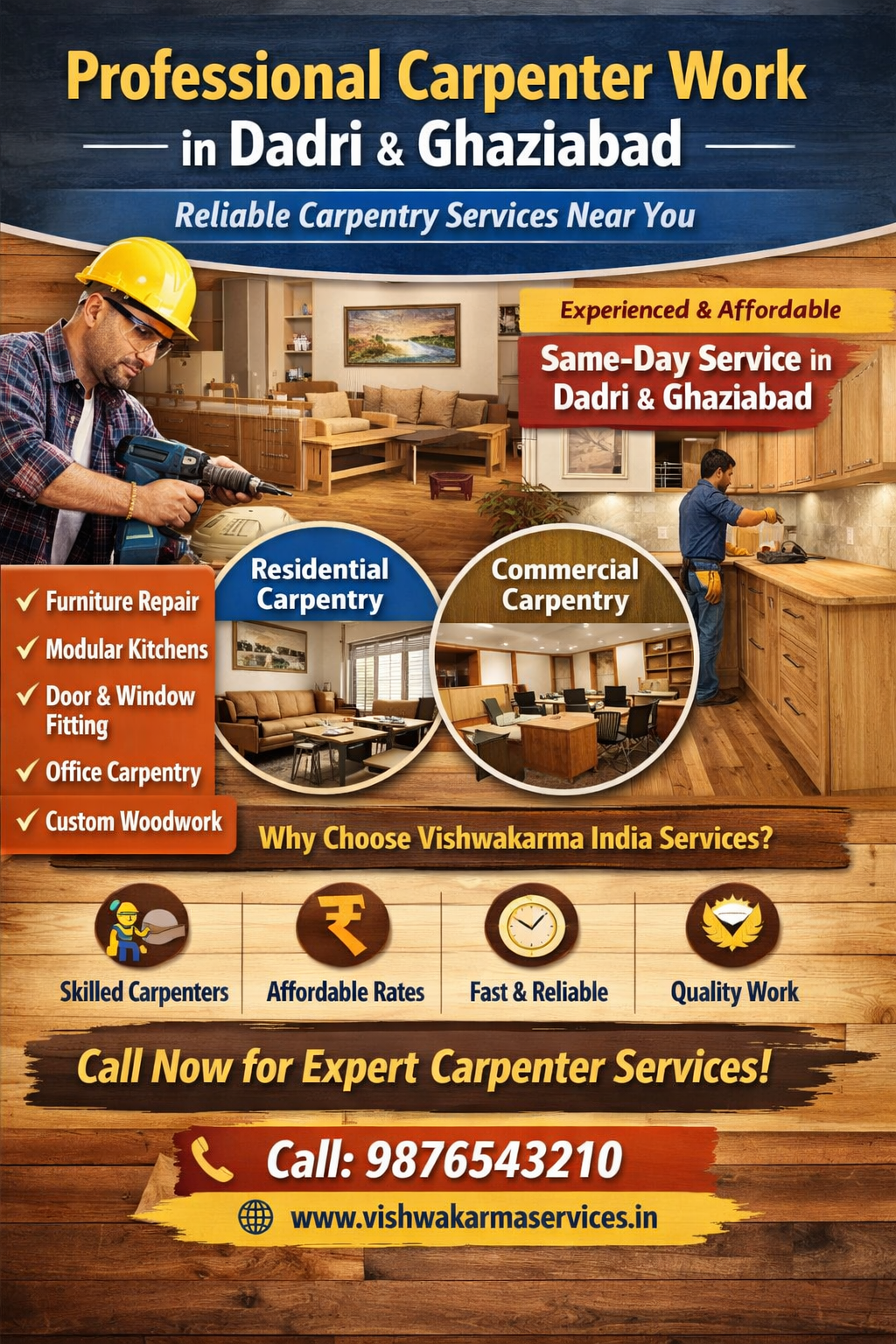 Professional Carpenter Work in Dadri & Ghaziabad – Reliable Carpentry Services Near You